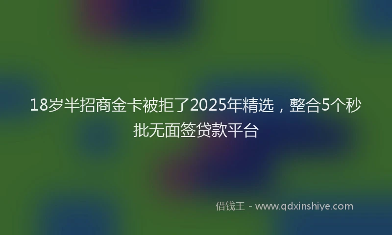 18岁半招商金卡被拒了2025年精选，整合5个秒批无面签贷款平台