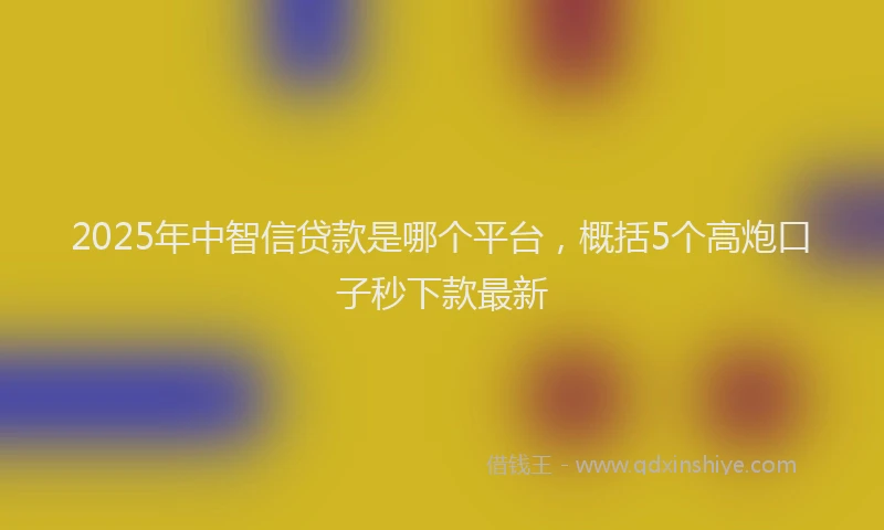 2025年中智信贷款是哪个平台，概括5个高炮口子秒下款最新