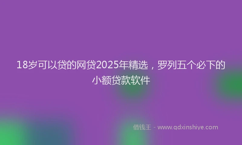 18岁可以贷的网贷2025年精选，罗列五个必下的小额贷款软件