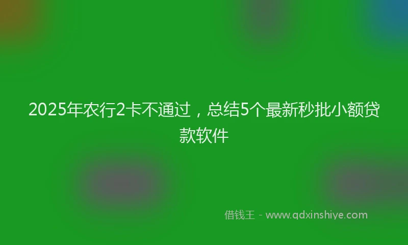 2025年农行2卡不通过，总结5个最新秒批小额贷款软件