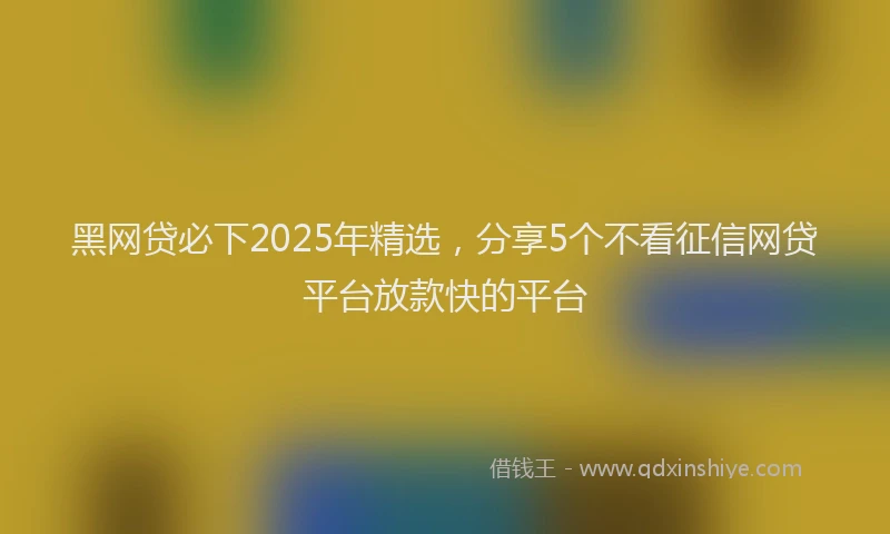 黑网贷必下2025年精选，分享5个不看征信网贷平台放款快的平台