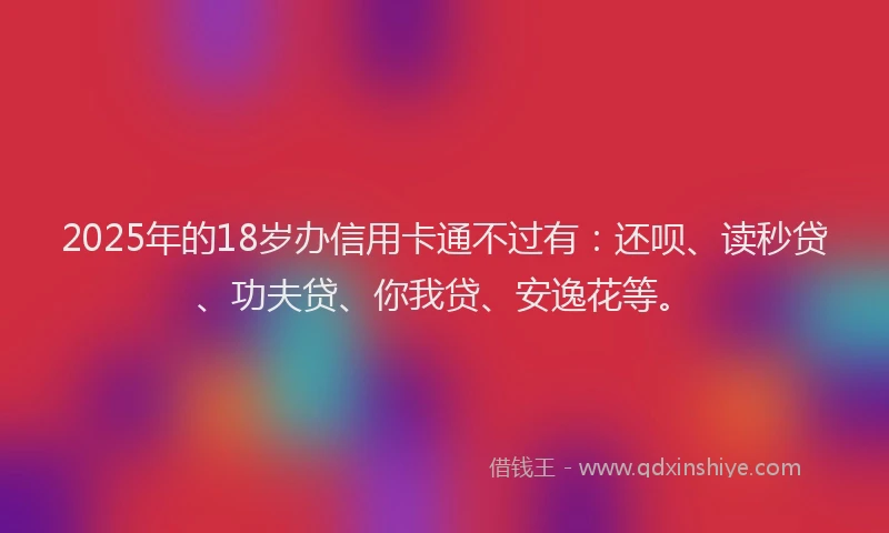 2025年的18岁办信用卡通不过有：还呗、读秒贷、功夫贷、你我贷、安逸花等。