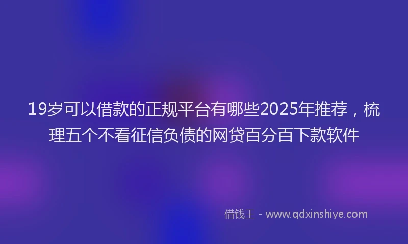 19岁可以借款的正规平台有哪些2025年推荐，梳理五个不看征信负债的网贷百分百下款软件