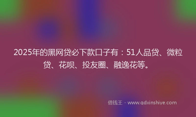 2025年的黑网贷必下款口子有:51人品贷、微粒贷、花呗、投友圈、融逸花等。