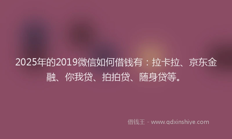 2025年的2019微信如何借钱有：拉卡拉、京东金融、你我贷、拍拍贷、随身贷等。