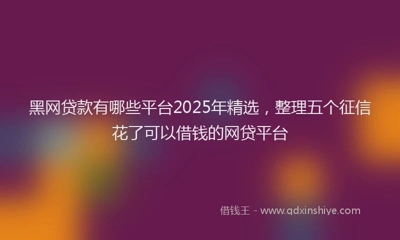 黑网贷款有哪些平台2025年精选，整理五个征信花了可以借钱的网贷平台