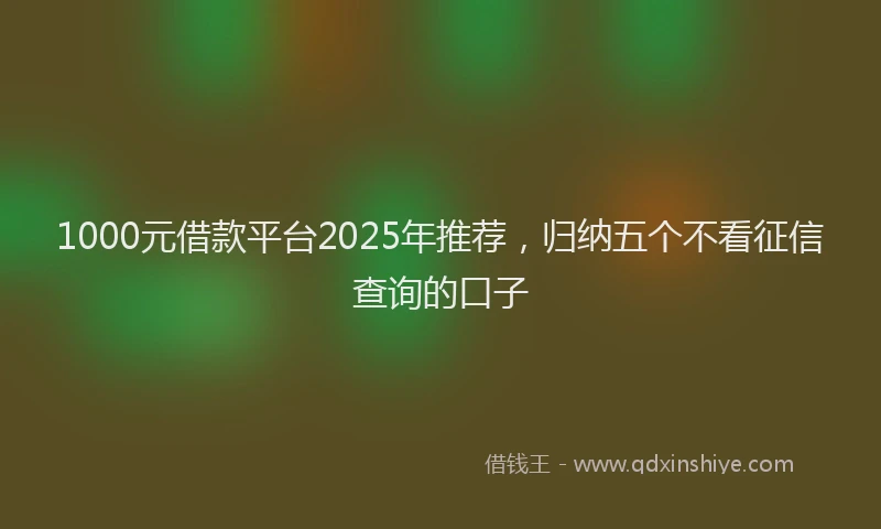 1000元借款平台2025年推荐，归纳五个不看征信查询的口子