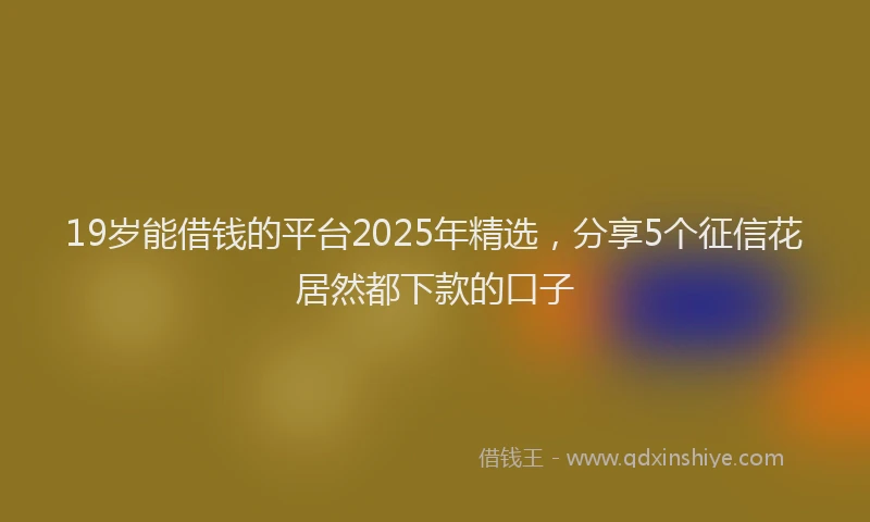 19岁能借钱的平台2025年精选，分享5个征信花居然都下款的口子