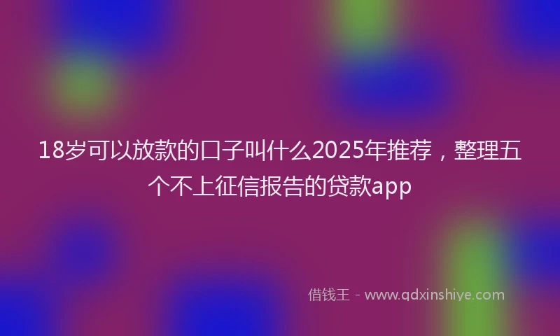 18岁可以放款的口子叫什么2025年推荐，整理五个不上征信报告的贷款app