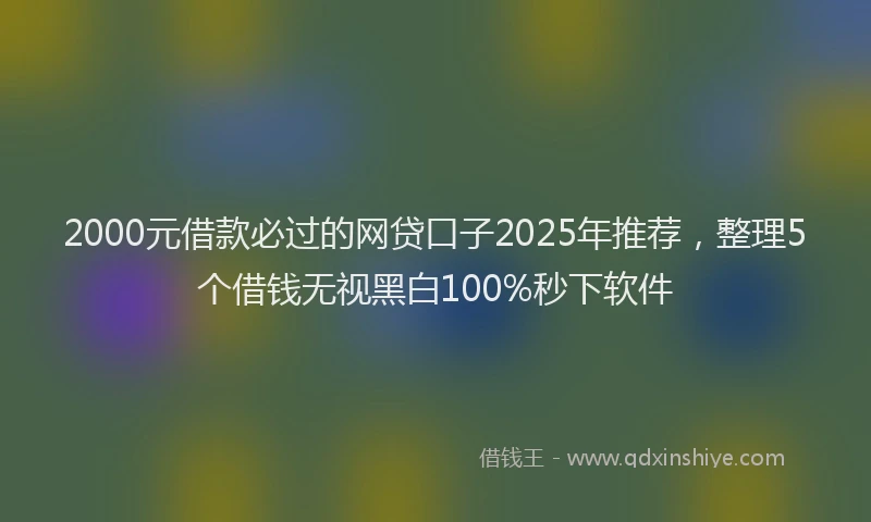 2000元借款必过的网贷口子2025年推荐，整理5个借钱无视黑白100%秒下软件