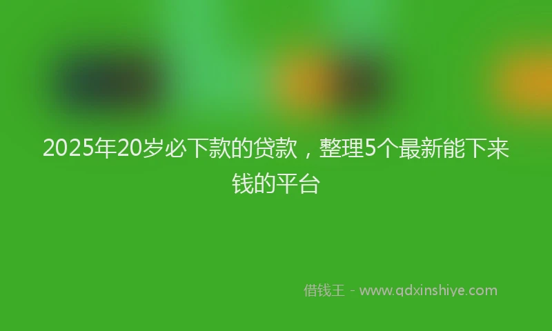 2025年20岁必下款的贷款，整理5个最新能下来钱的平台