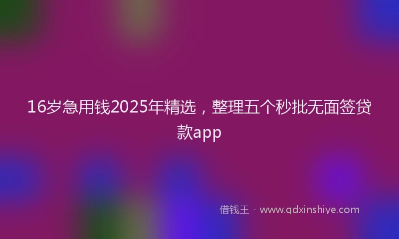 16岁急用钱2025年精选，整理五个秒批无面签贷款app