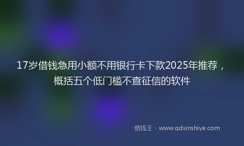 17岁借钱急用小额不用银行卡下款2025年推荐，概括五个低门槛不查征信的软件