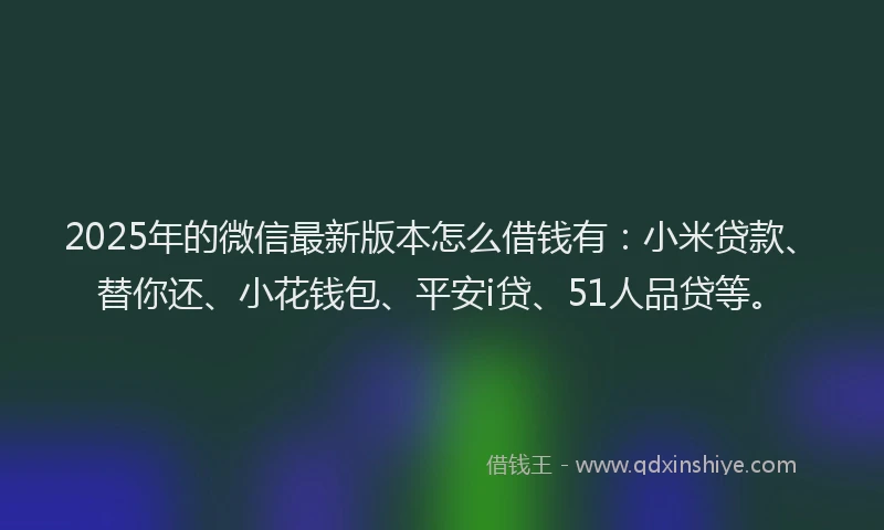 2025年的微信最新版本怎么借钱有：小米贷款、替你还、小花钱包、平安i贷、51人品贷等。