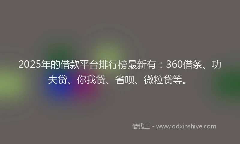 2025年的借款平台排行榜最新有：360借条、功夫贷、你我贷、省呗、微粒贷等。