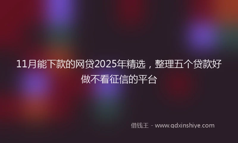 11月能下款的网贷2025年精选，整理五个贷款好做不看征信的平台