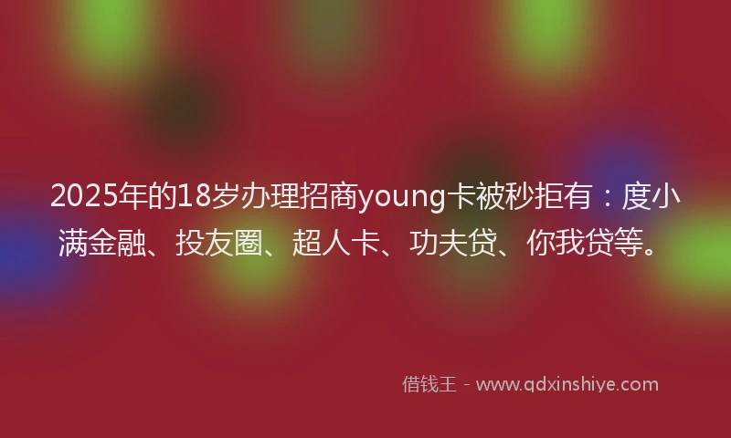 2025年的18岁办理招商young卡被秒拒有：度小满金融、投友圈、超人卡、功夫贷、你我贷等。