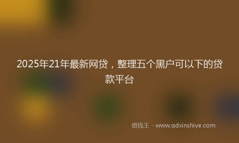 2025年21年最新网贷，整理五个黑户可以下的贷款平台