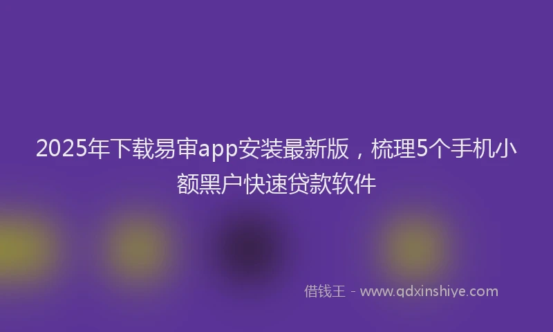 2025年下载易审app安装最新版，梳理5个手机小额黑户快速贷款软件