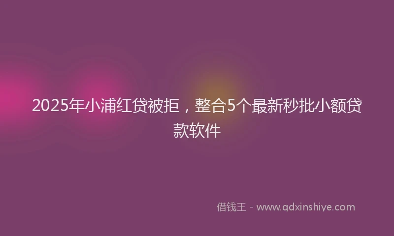 2025年小浦红贷被拒，整合5个最新秒批小额贷款软件