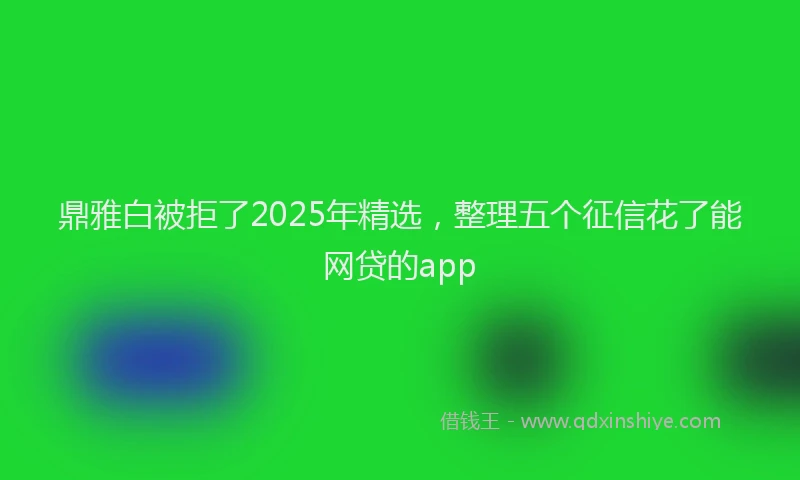 鼎雅白被拒了2025年精选，整理五个征信花了能网贷的app