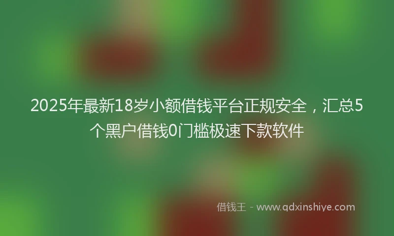 2025年最新18岁小额借钱平台正规安全，汇总5个黑户借钱0门槛极速下款软件