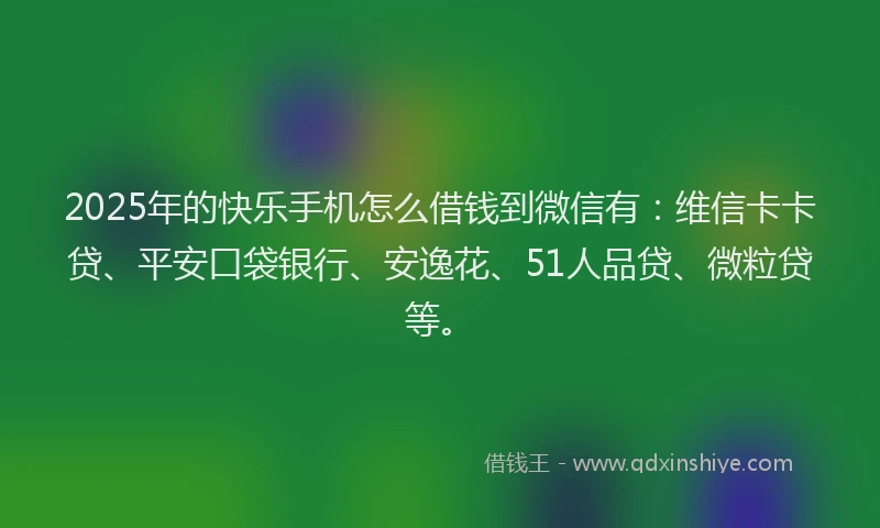 2025年的快乐手机怎么借钱到微信有：维信卡卡贷、平安口袋银行、安逸花、51人品贷、微粒贷等。