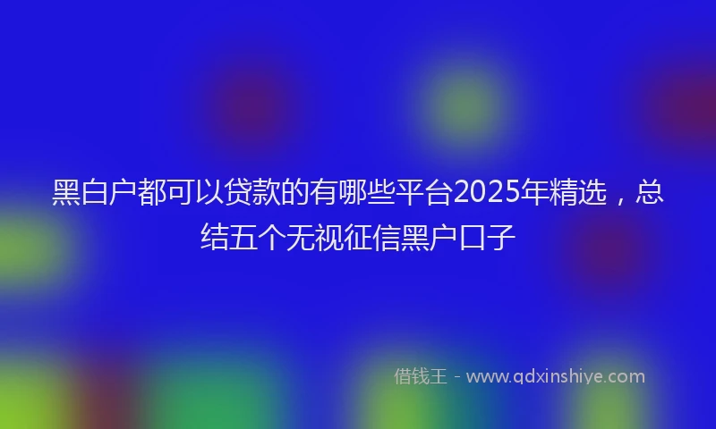 黑白户都可以贷款的有哪些平台2025年精选，总结五个无视征信黑户口子