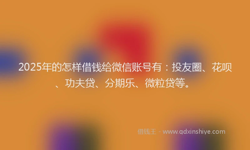 2025年的怎样借钱给微信账号有：投友圈、花呗、功夫贷、分期乐、微粒贷等。