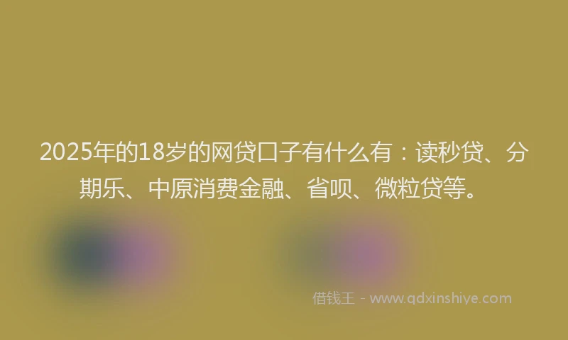 2025年的18岁的网贷口子有什么有：读秒贷、分期乐、中原消费金融、省呗、微粒贷等。