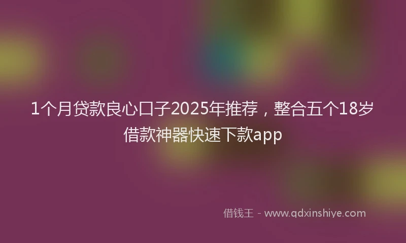 1个月贷款良心口子2025年推荐，整合五个18岁借款神器快速下款app