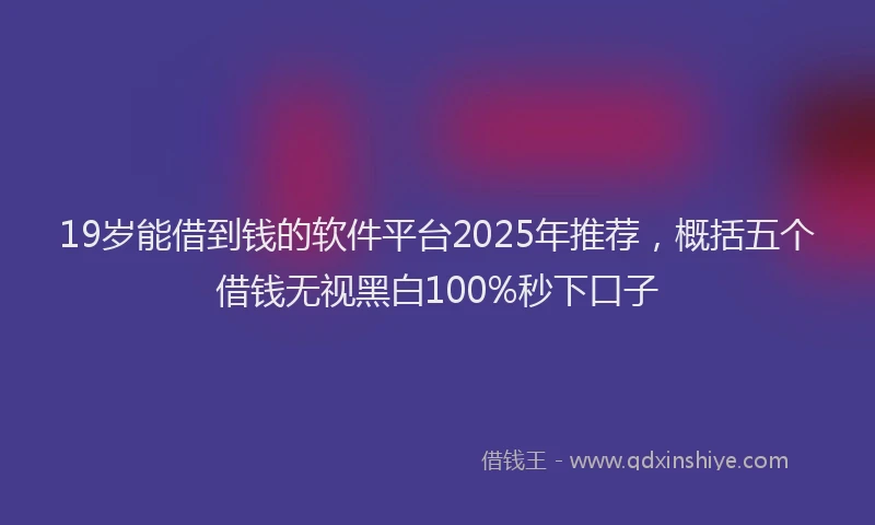 19岁能借到钱的软件平台2025年推荐，概括五个借钱无视黑白100%秒下口子