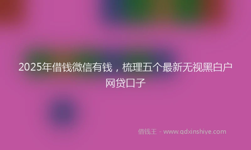 2025年借钱微信有钱，梳理五个最新无视黑白户网贷口子
