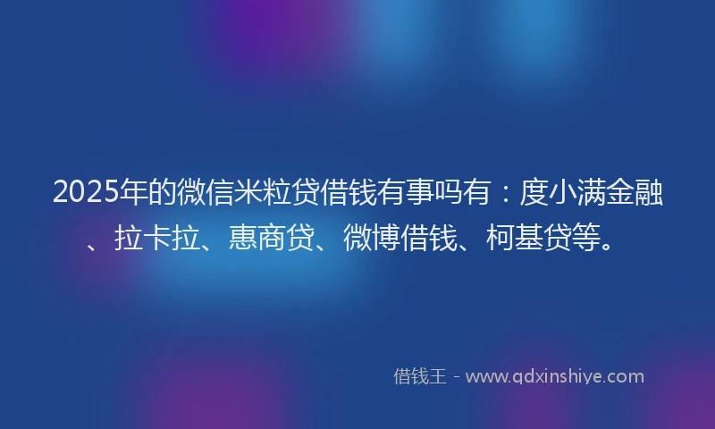 2025年的微信米粒贷借钱有事吗有：度小满金融、拉卡拉、惠商贷、微博借钱、柯基贷等。