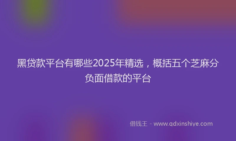 黑贷款平台有哪些2025年精选，概括五个芝麻分负面借款的平台