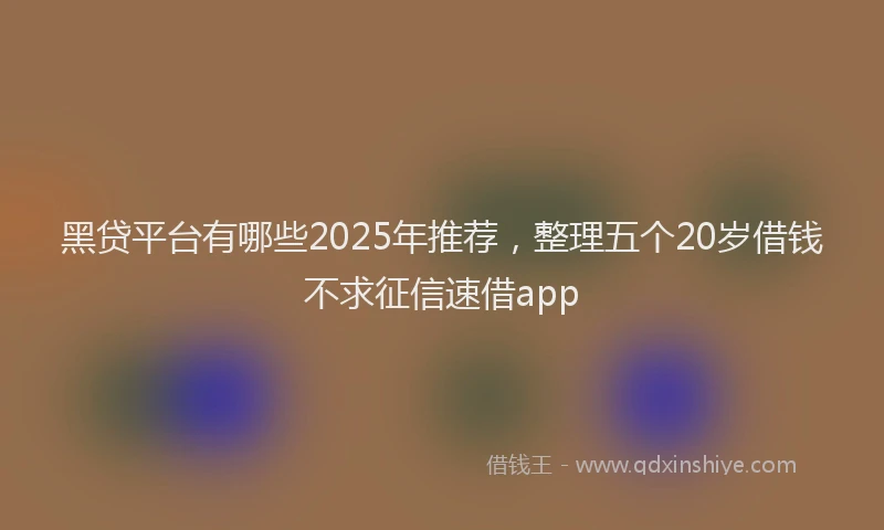 黑贷平台有哪些2025年推荐，整理五个20岁借钱不求征信速借app