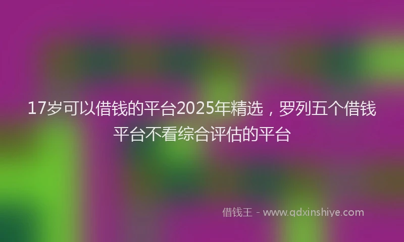 17岁可以借钱的平台2025年精选，罗列五个借钱平台不看综合评估的平台