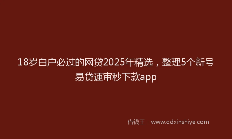 18岁白户必过的网贷2025年精选，整理5个新号易贷速审秒下款app