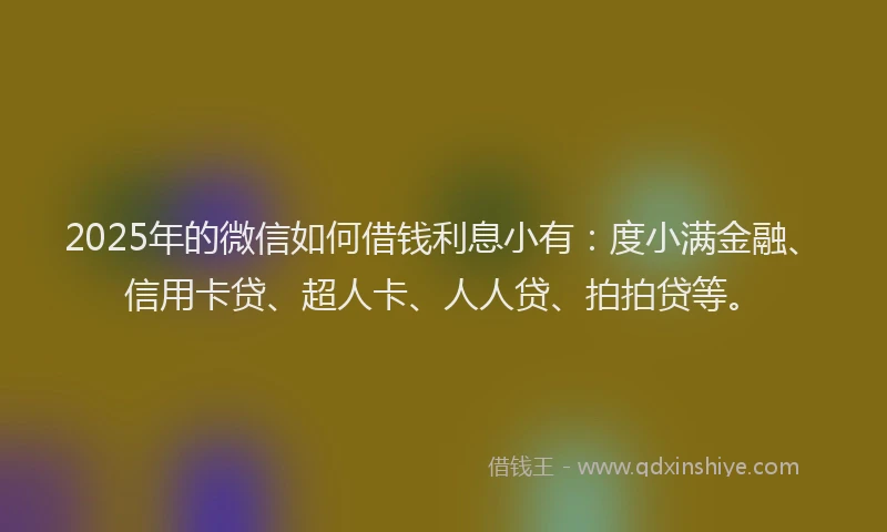 2025年的微信如何借钱利息小有：度小满金融、信用卡贷、超人卡、人人贷、拍拍贷等。