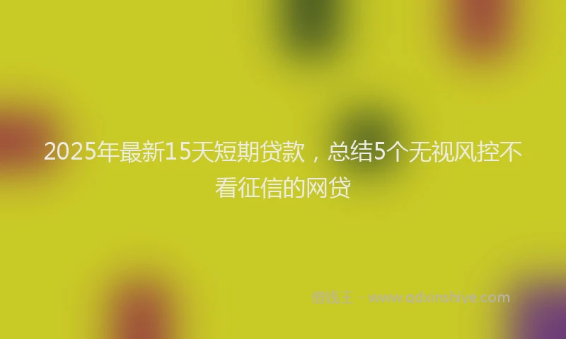 2025年最新15天短期贷款，总结5个无视风控不看征信的网贷
