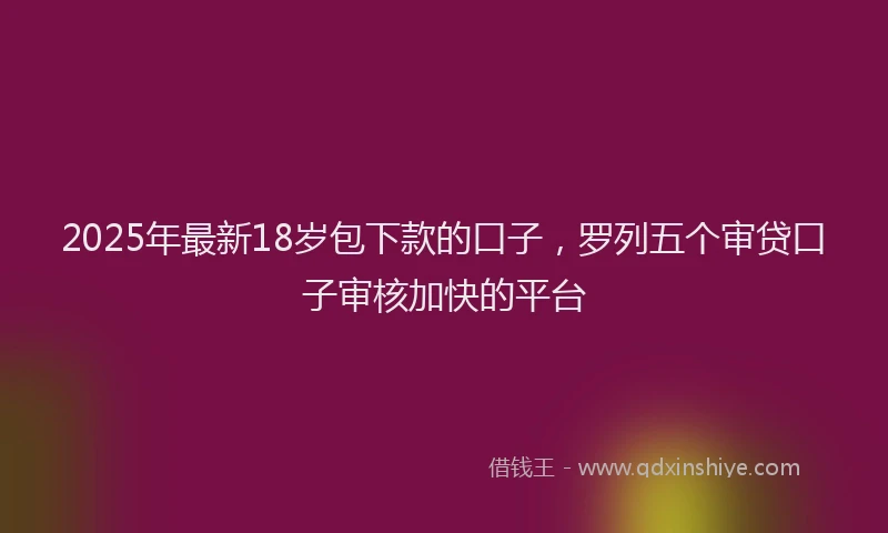 2025年最新18岁包下款的口子，罗列五个审贷口子审核加快的平台