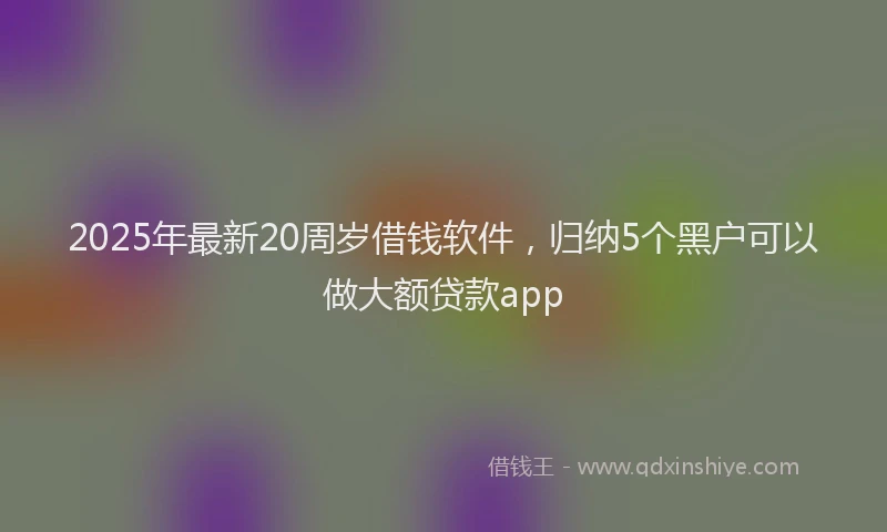2025年最新20周岁借钱软件，归纳5个黑户可以做大额贷款app