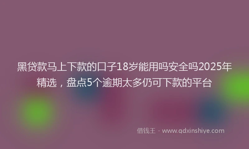黑贷款马上下款的口子18岁能用吗安全吗2025年精选，盘点5个逾期太多仍可下款的平台