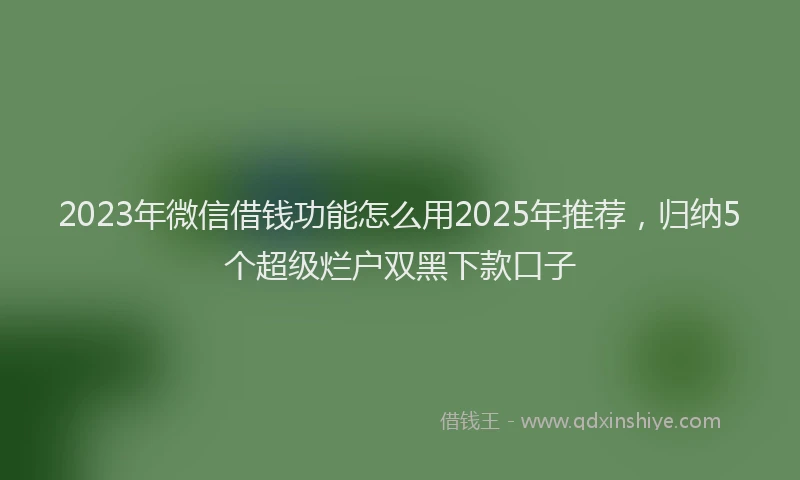 2023年微信借钱功能怎么用2025年推荐，归纳5个超级烂户双黑下款口子