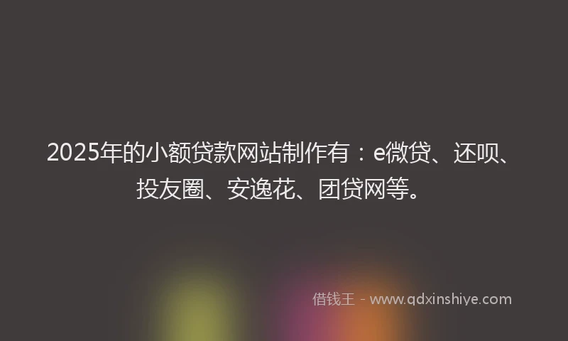 2025年的小额贷款网站制作有：e微贷、还呗、投友圈、安逸花、团贷网等。