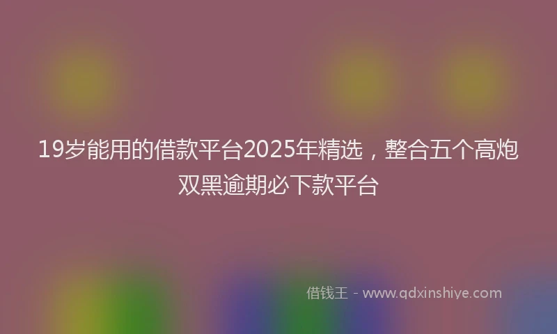 19岁能用的借款平台2025年精选，整合五个高炮双黑逾期必下款平台