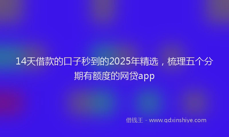 14天借款的口子秒到的2025年精选，梳理五个分期有额度的网贷app