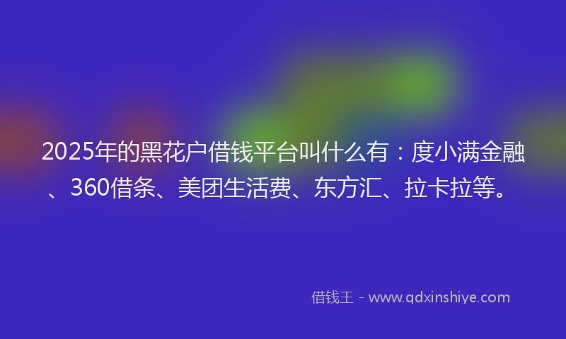 2025年的黑花户借钱平台叫什么有：度小满金融、360借条、美团生活费、东方汇、拉卡拉等。