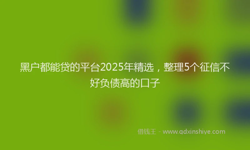 黑户都能贷的平台2025年精选，整理5个征信不好负债高的口子