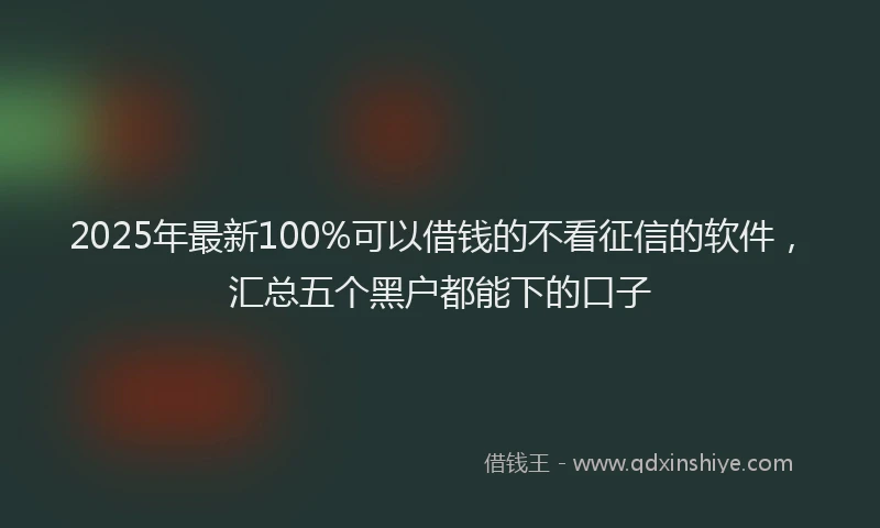 2025年最新100%可以借钱的不看征信的软件，汇总五个黑户都能下的口子